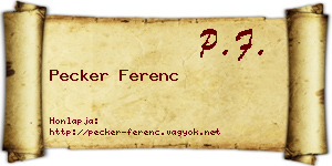 Pecker Ferenc névjegykártya